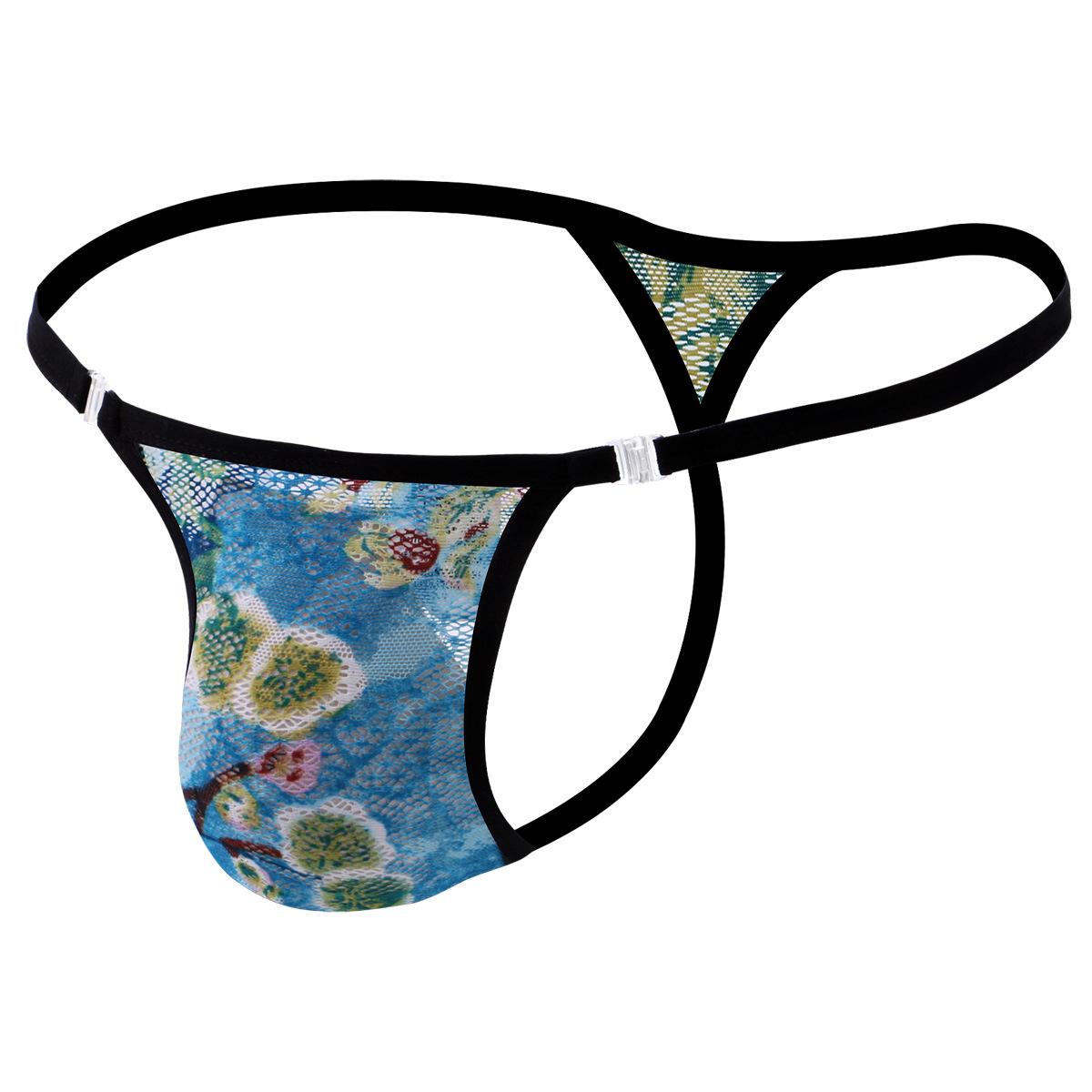 Five-Color cross-border plus size large bag breathable lace men's thong men's loose buckle men's sexy underwear B601
