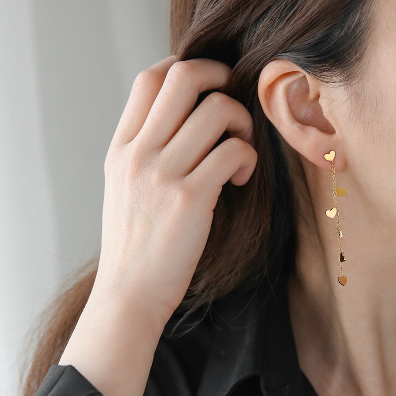 Light Luxury Cold Style Simple Love Long Tassel Earrings Distinctive Fashion Niche Earrings Ear Line does not fade