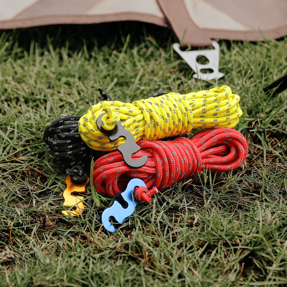 Outdoor 4m Umbrella Rope Canopy Luminous Rope Plus Packaging Wind Rope Buckle Adjusting Buckle Tent Fixed Rope Camping Windproof Rope