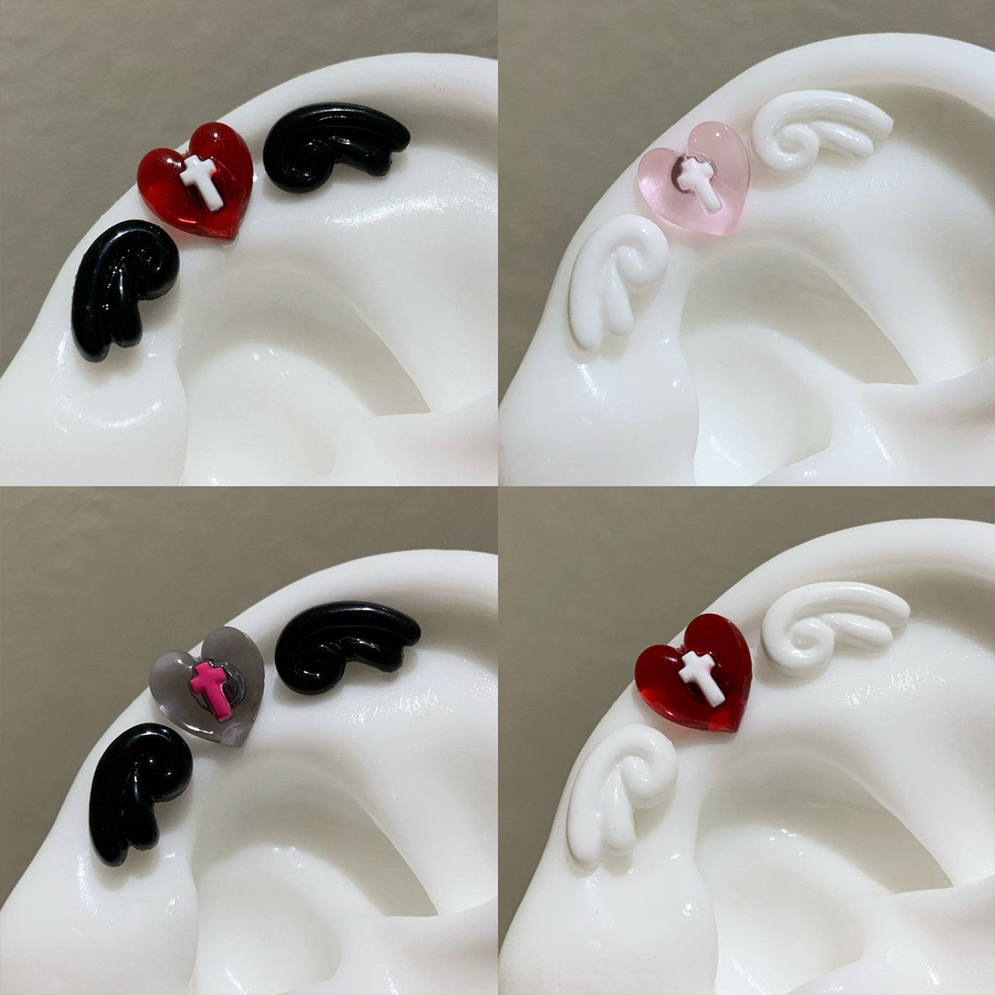 Sweet Cool Diablo Angel Wings Titanium Steel Ear Nail Female Acrylic Love Star Ear Nail Spice Cross Earrings