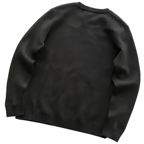Apricot Shoulder, Front Blue, Black Bottom, Two People, Apricot and Black Color-Blocked Sweater 44121146