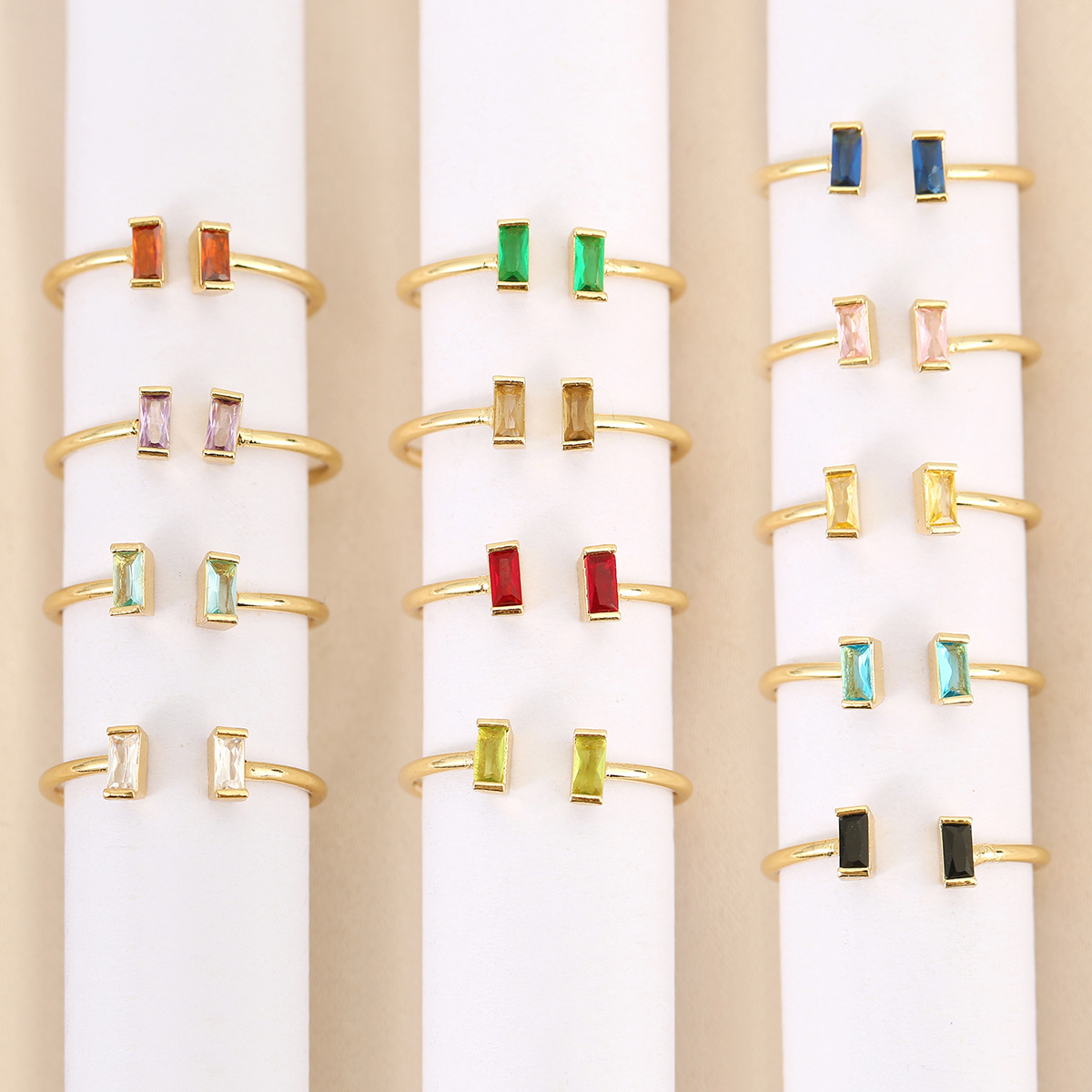 Luochen Summer Open Adjustable Ring 12 Birthstones Casual Fashion Birthday Gift Ring European and American Style Hand Accessories