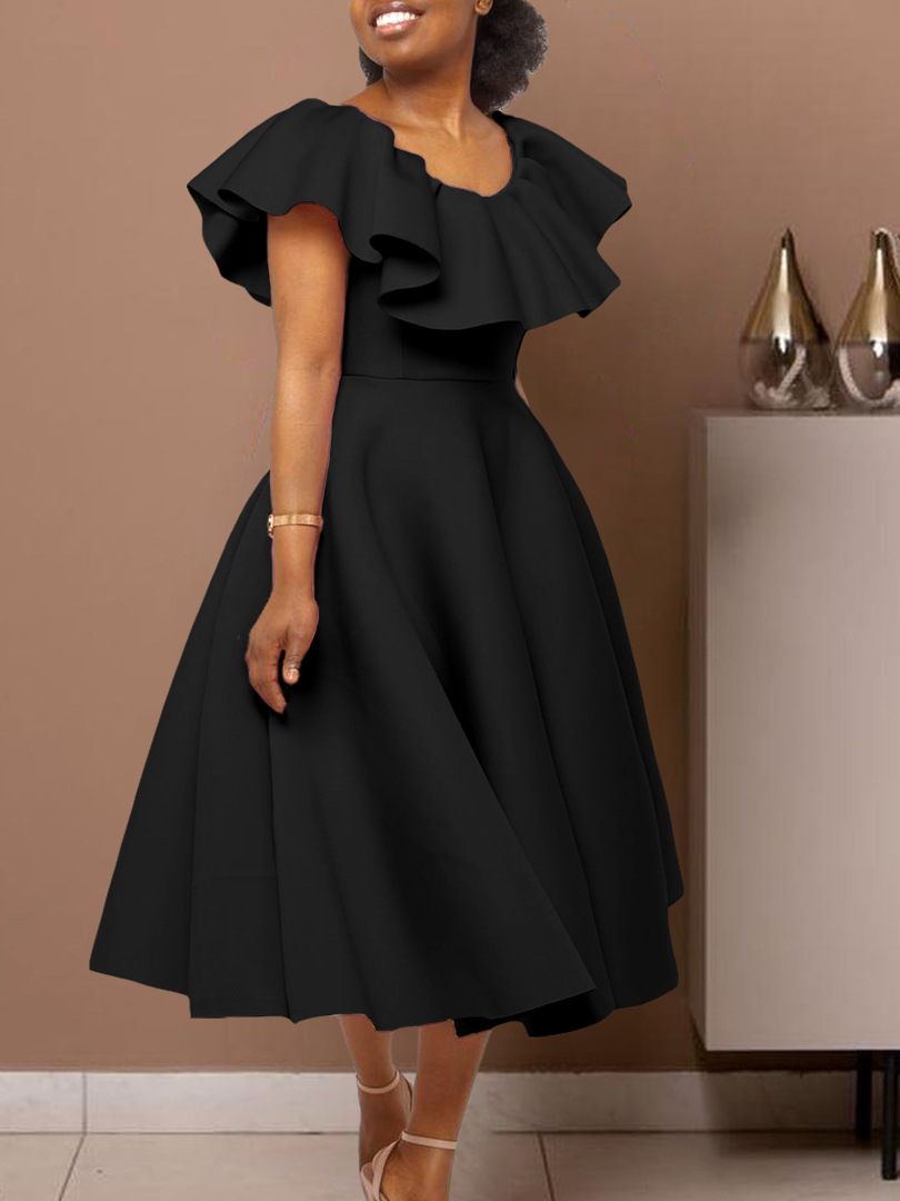 D3329 Independent Station Fashion Elegant Ruffled Large Skirt Banquet Dress Cross-border Evening Party dress
