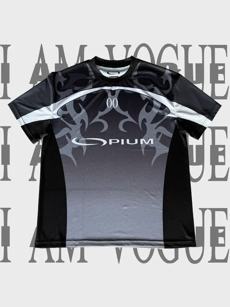 Opium Yvl Style Hollow Quick-Drying Mesh Rugby Jersey Digital T-Shirt Letter Print Jersey Tee
