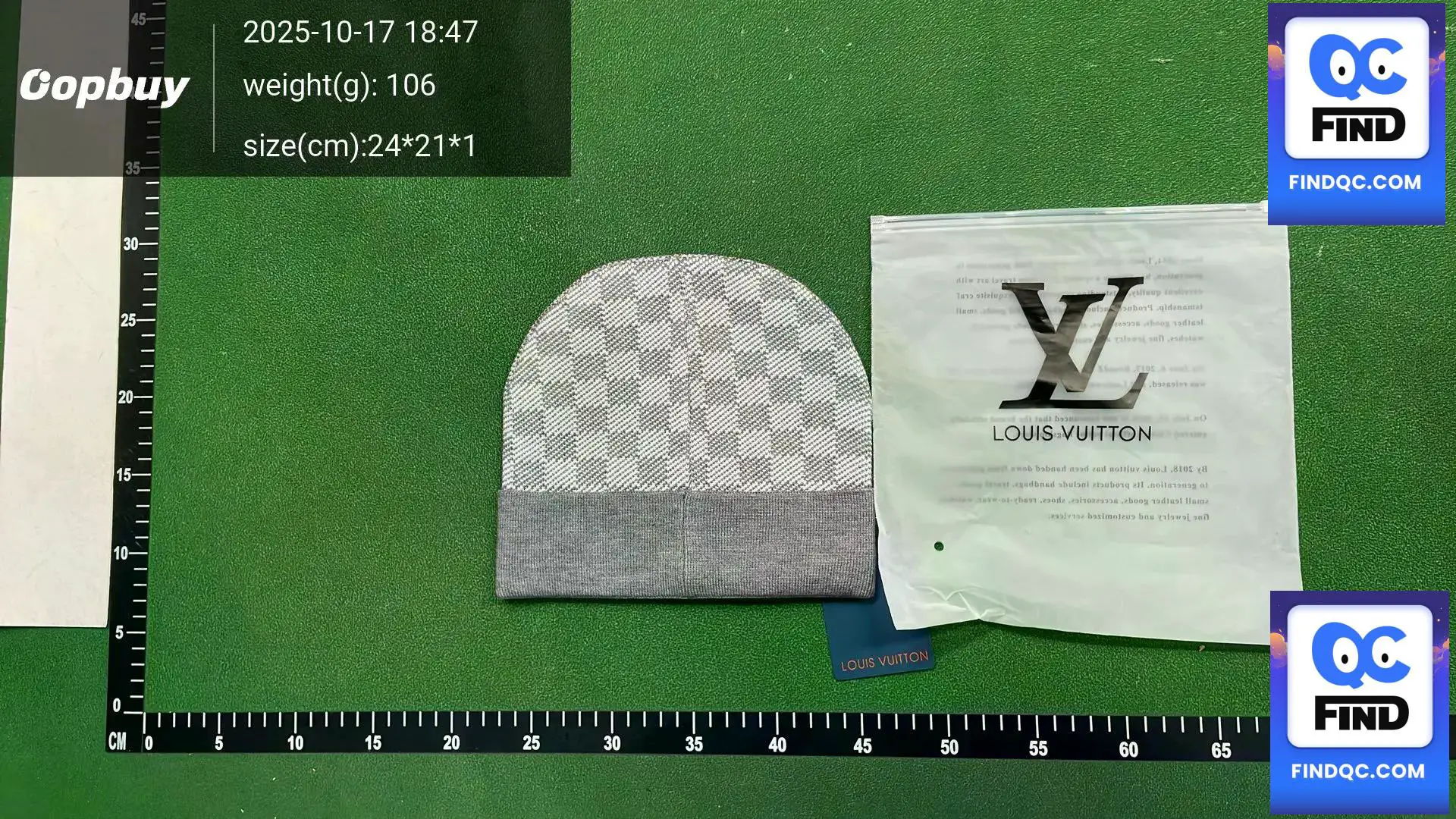 Louis Vuitton Damier Beanie Grey