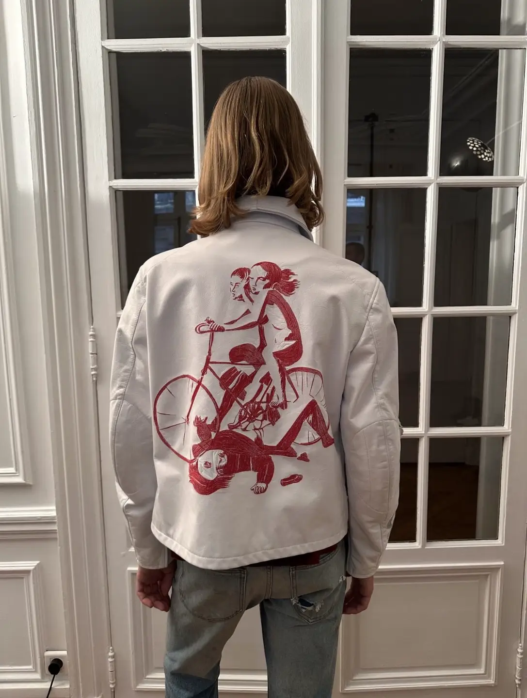 ERD Melancholy Rich Second Generation 25SS Sheepskin Bicycle Motorcycle Used Destruction Leather Jacket Unisex Jacket