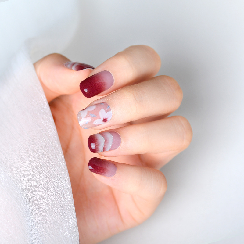 Source Manufacturer Summer Gel Nail Stickers Wholesale Phototherapy Nail Polish Gel Nail Stickers Blush Uv Semi-Cured Full Stickers