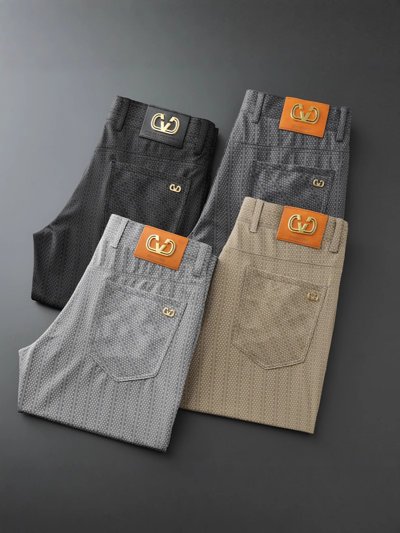 Fashionable Brand European High-End Casual Pants Men's Summer Milk Silk Business Trousers Korean Style Trendyy Slim Straight Air-Conditioned Trousers