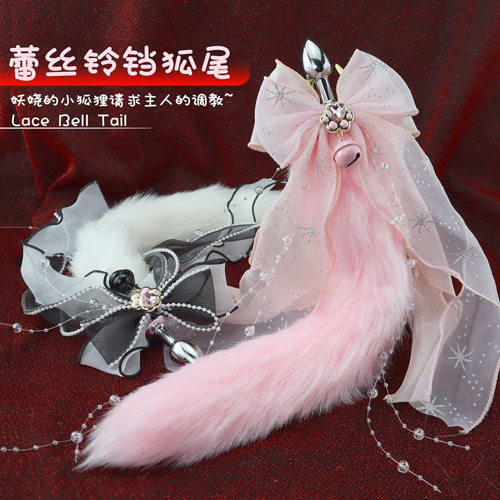 Bow-Tie Tassel Tail Anal Plug, Detachable Metal Anal Plug, Female Sex Toy for the Back Chamber, Plush Fox Tail