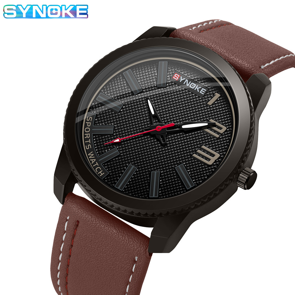 Factory Goods Synoke Large Dial Retro Fashion Design Quartz Watch Men's Watch Sports Trendy New Hot Selling