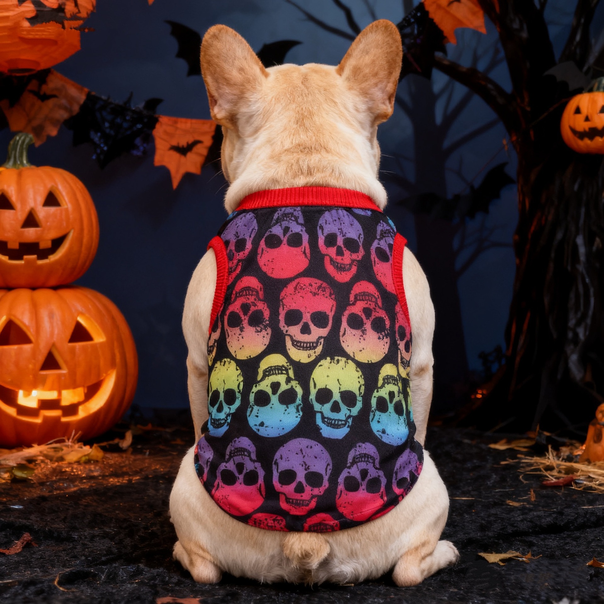 Cross Border Pet Halloween Dog Clothes Corky Teddy Clothes Skull Pattern Dog Costume Cat Clothes