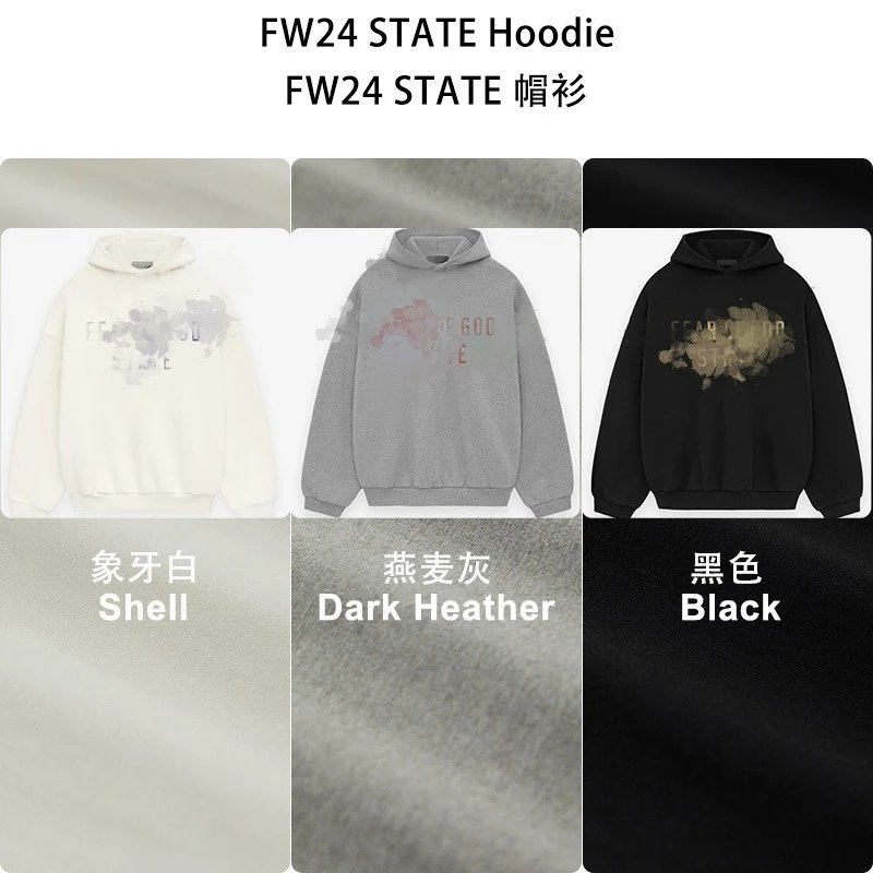 GPZ2024FW state print heavy Hoodie 480GSM 24款厚绒布帽衫