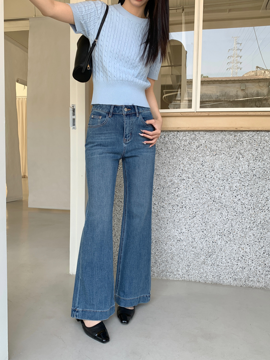 Gagd Four-Way Stretch Flared Jeans for Women, Early Spring New Style, High-Waisted Slimming Bell-Bottom Pants for Petite Figures
