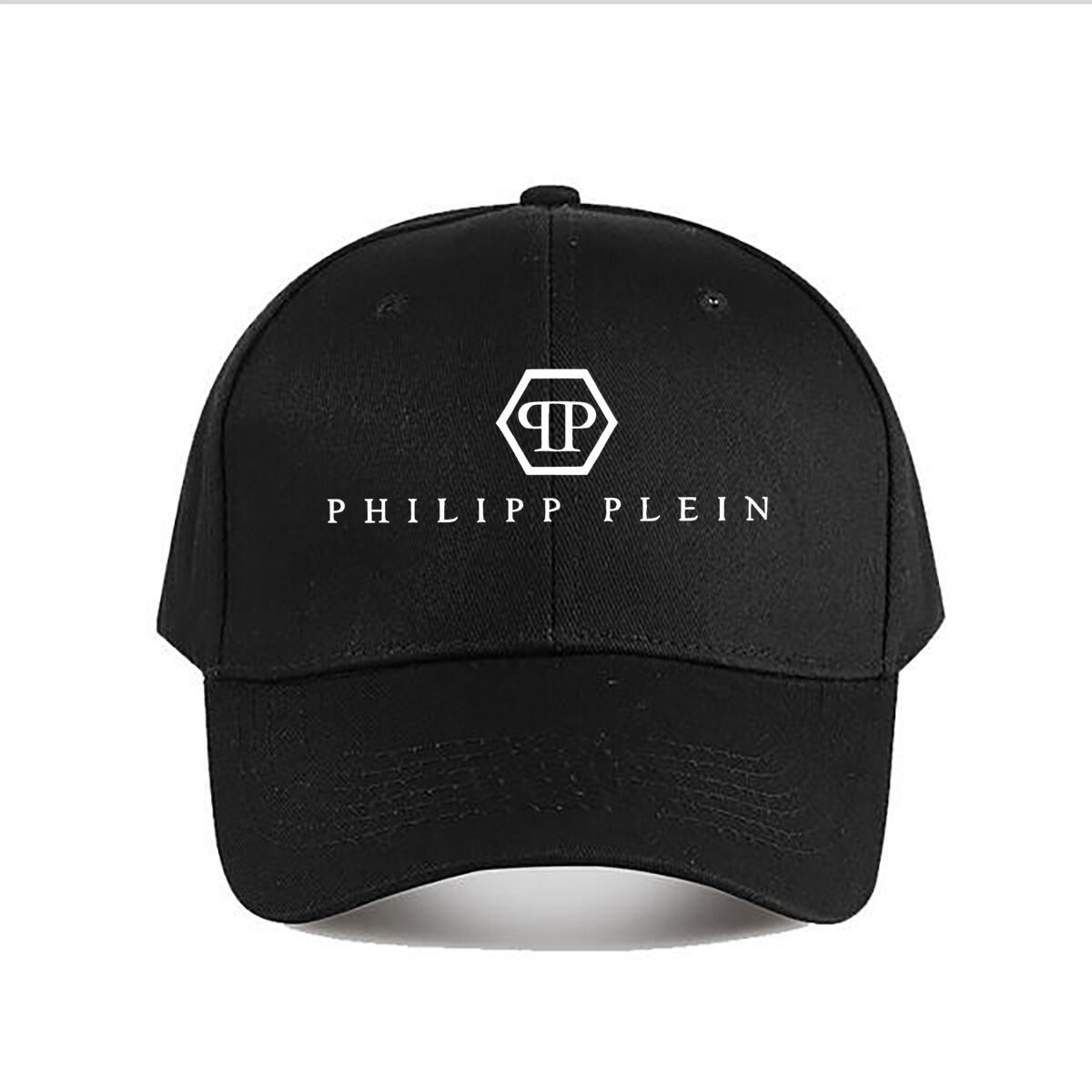 Luxury Philipp Plein Letter Logo Black Peaked Baseball Cap