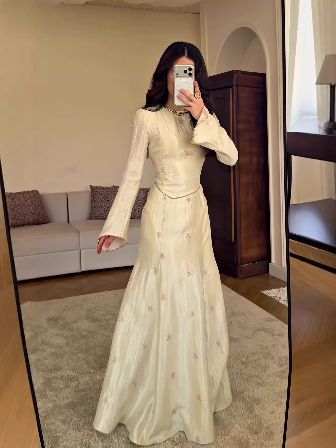 2026 Amazon European and American Cross-Border Spring New French Retro Elegant Long-Sleeve Long Dress for Women