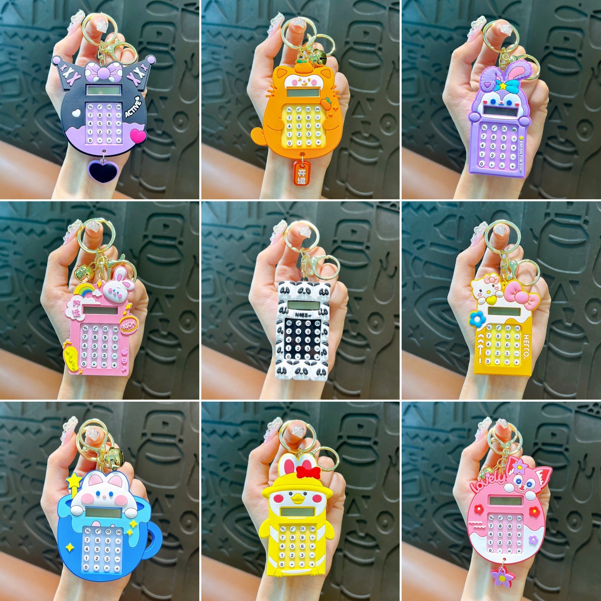 Cartoon Kloomi Calculator Cute Creative Small Gift Wholesale Car Keychain Pendant Student Schoolbag Pendant