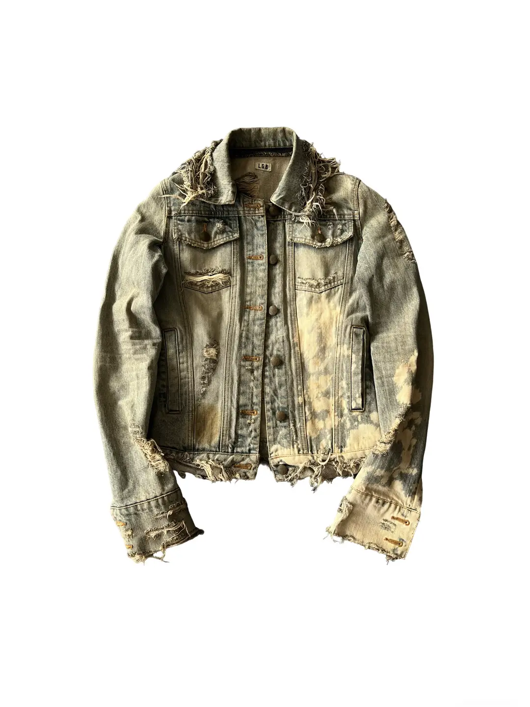 （鱼瘦中）L.G.B 00s archive bleach denim 视觉系做旧牛仔夹克