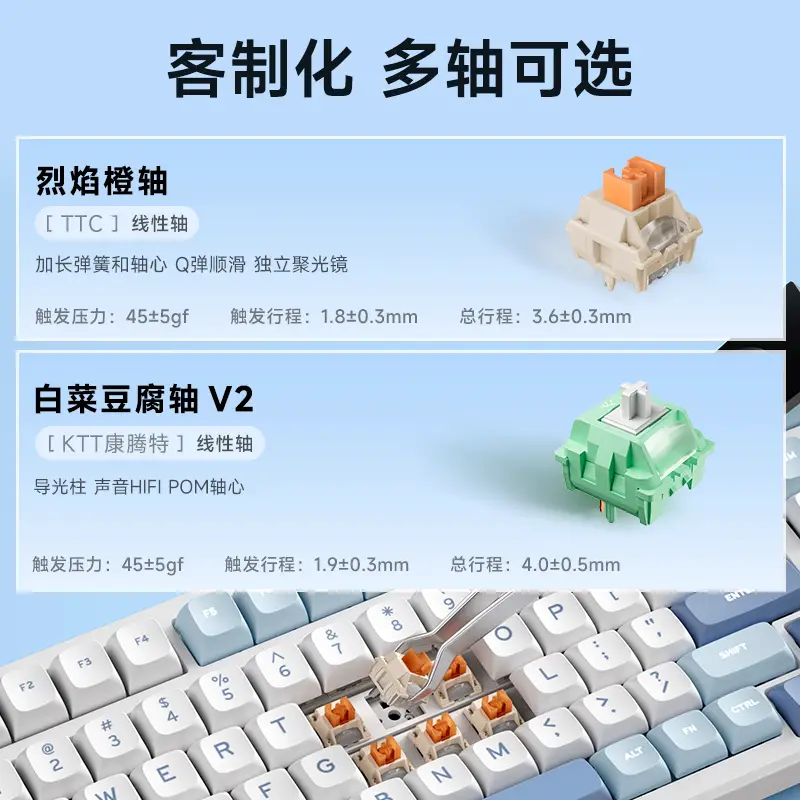 Mchose G98 Pro Mechanical Keyboard Customized Wireless Three-Mode Bluetooth E-Sports Game Dedicated Side Engraving