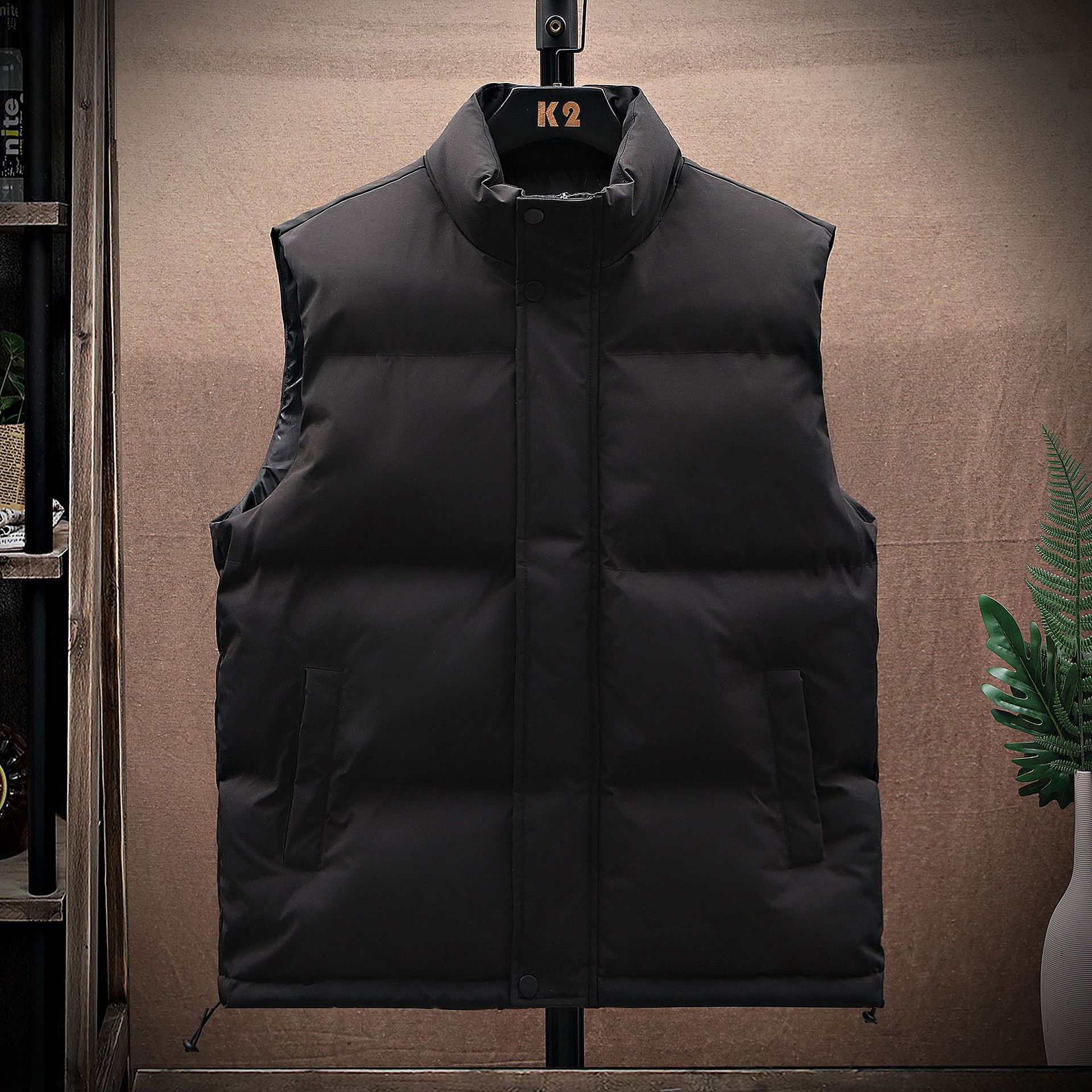 Casual Down Cotton Vest Men's Autumn and Winter Youth Korean Style Slim-fit Thickened Warm Waistcoat Vest Jacket