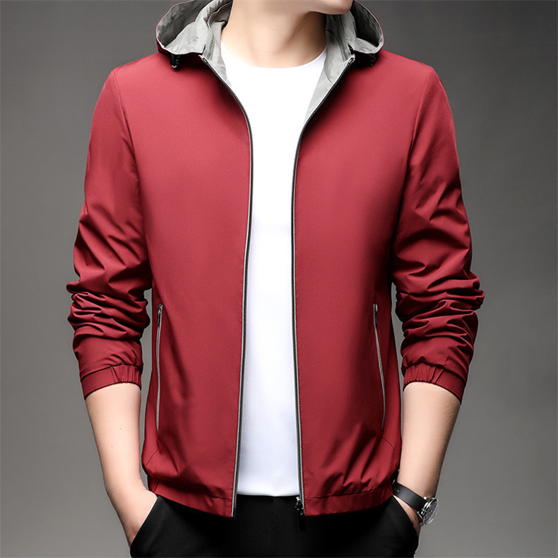 Double-sided 2025 Spring and Autumn Dad's Coat New Men's Inner and Outer Same Material Hat Can be taken off Casual Jacket Thin