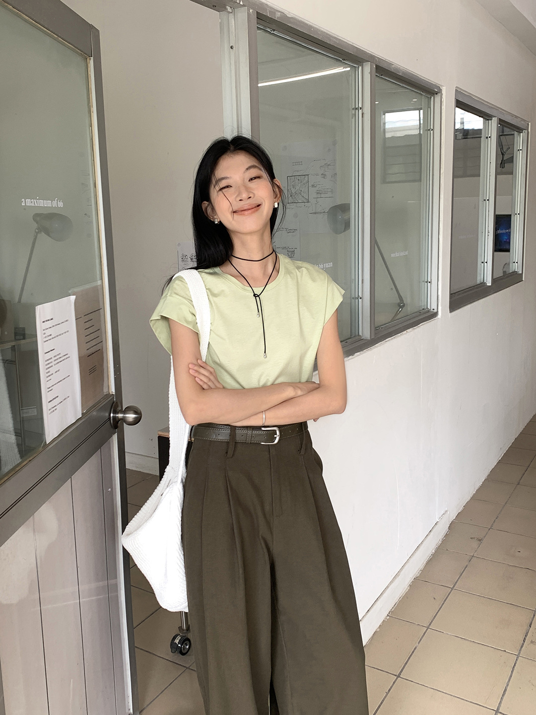 Love and Nancy Thirteen Lines Pure Cotton Summer Original New Round Neck Cotton Small Flying Sleeves Multi-Color Short Sleeve T-Shirt for Women 12401
