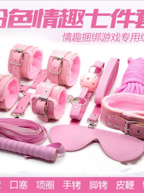Sm Bondage Training Plush Set Ten-Piece Set Leather Whip Handcuffs Foot Cuffs Teasing Punishment Sex Toys