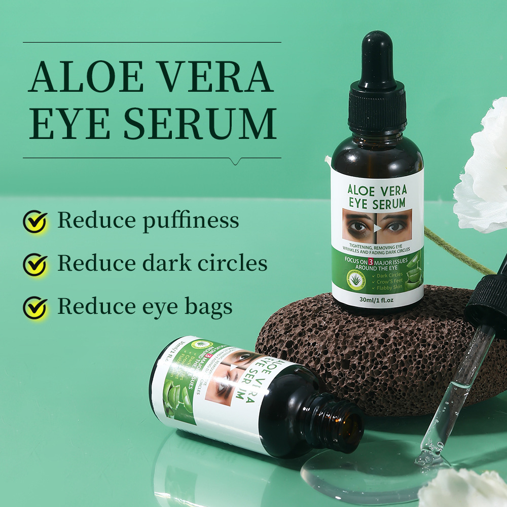 Cross-border full English aloe black eye eye essence desalinization to improve fine lines around the eyes foreign trade skin care products wholesale