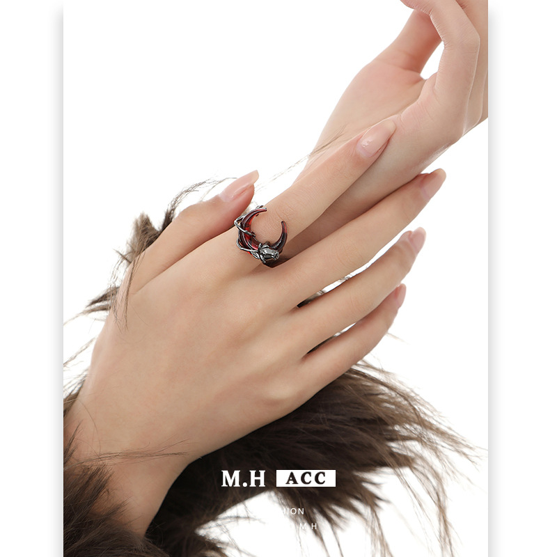 Red Moon Rose Ring Women Wholesale New High Sense Simple Design Opening Finger Ring Personalized Retro Hand Jewelry