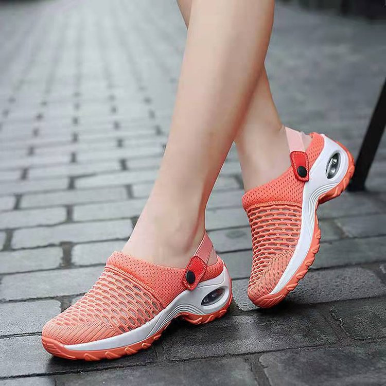 Amazon 2022 Summer European and American Mesh Mesh Cover Feet Large Size Slippers Rocking Mother Sandals Women's Two-Wearing Hair