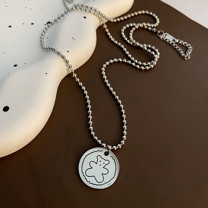 Simple Coin Pendant Niche Woolen Chain European and American Light Luxury High-end Sense Round Brand Necklace Female I NS Style Accessories New Style