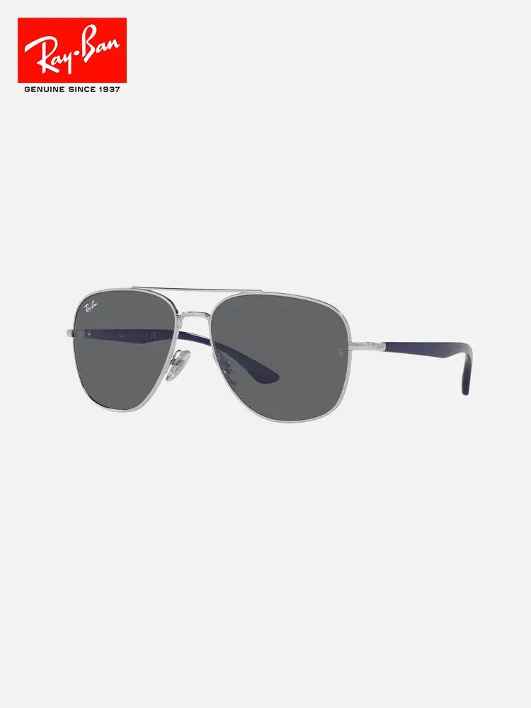 Rayban Ray-Ban Sunglasses Double Bridge Metal Square Frame Glasses for Men and Women Polarized Fashion Sun Protection Sunglasses 0Rb3683