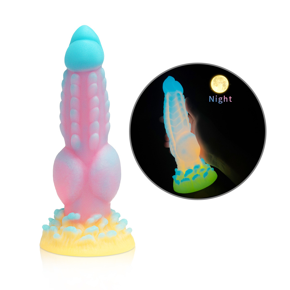 Big Mac Dildo Liquid Silicone Artificial Animal Penis Dog Whip Dildo Luminous Color Mixing Alien Penis