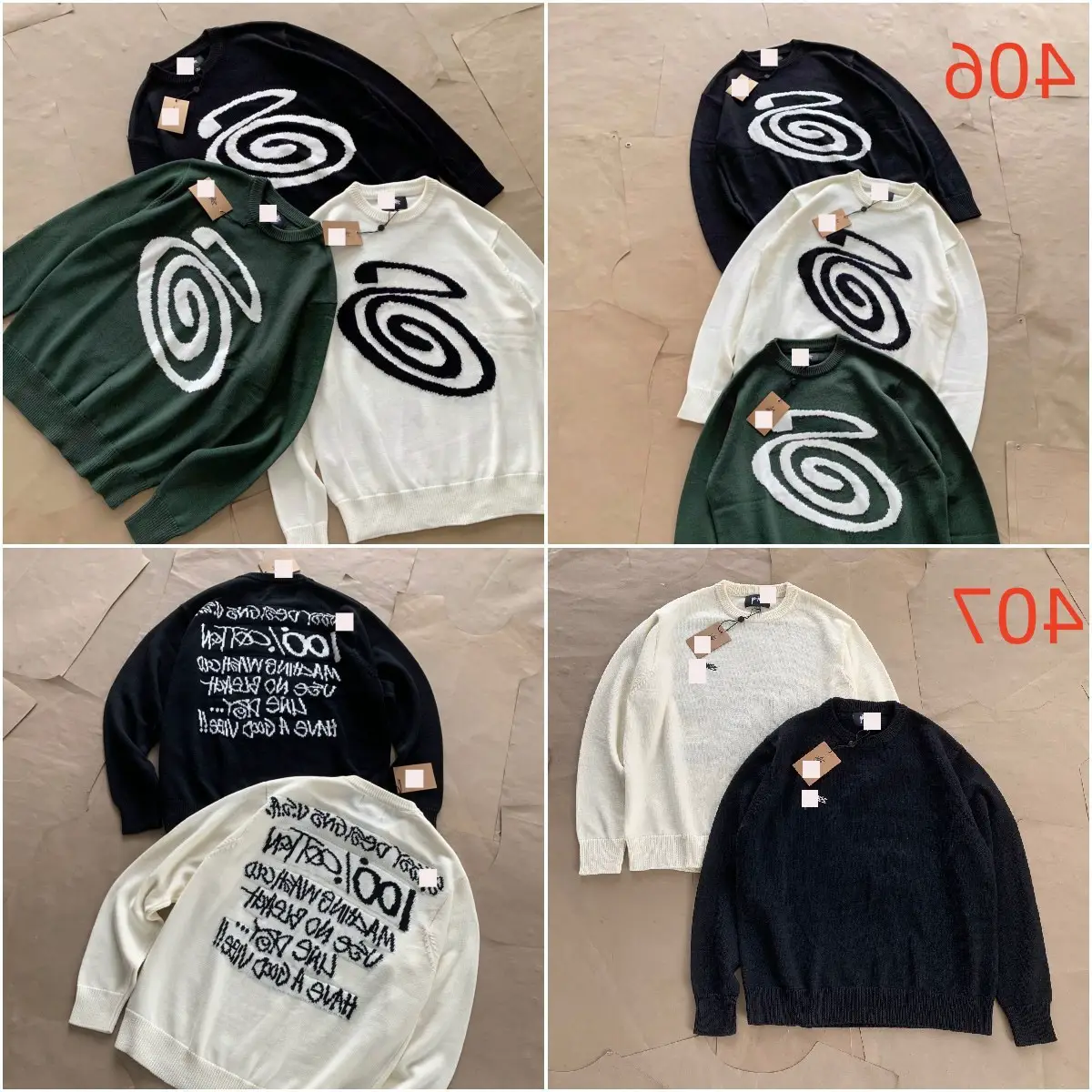 23S Stu New Knitted Knitwear Curved Letter Print Men's Knitwear Couple Versatile Pure Cotton Long Sleeves