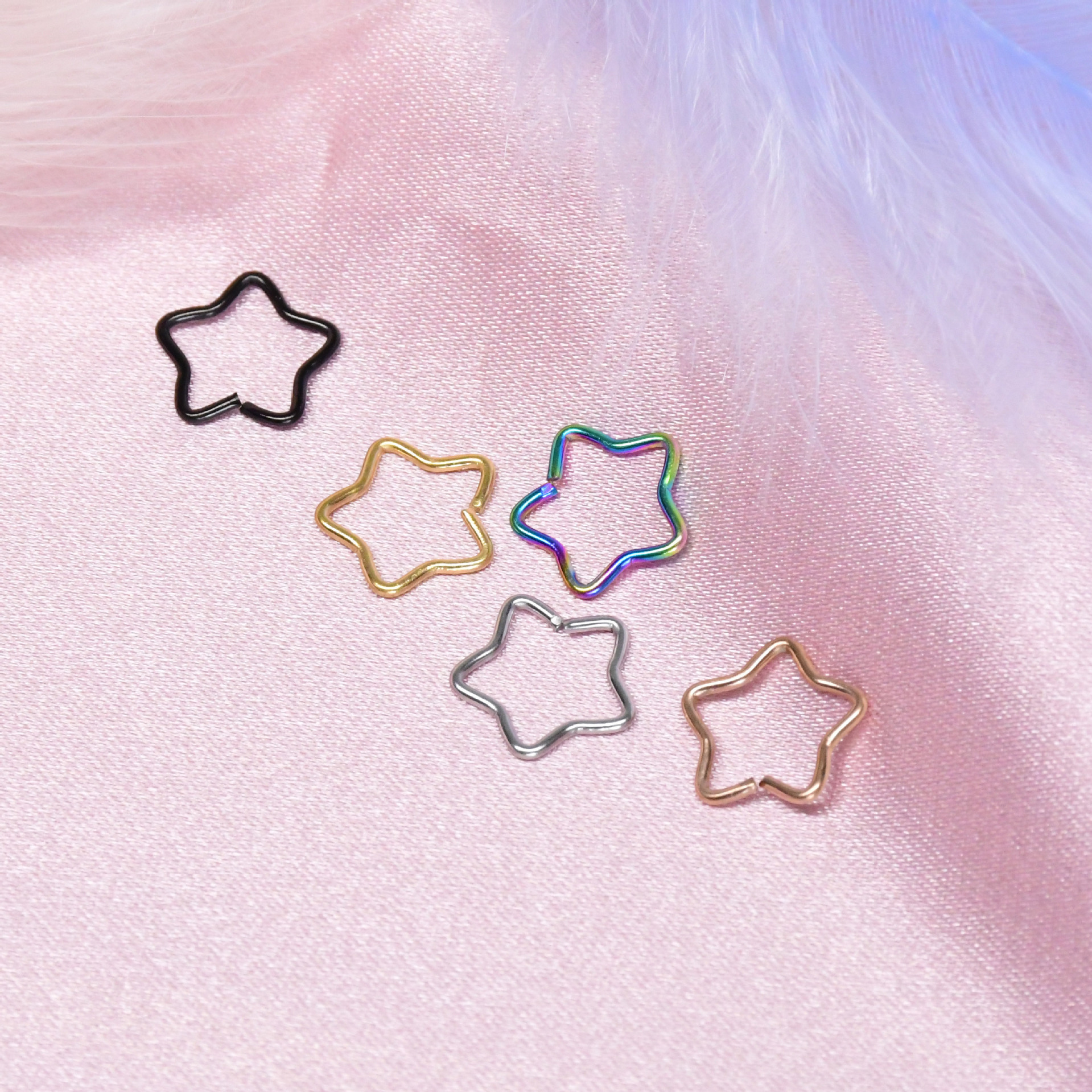 Cross-border supply of stainless steel five-pointed star nose ring nose nail earring ear ring piercing jewelry source factory wholesale