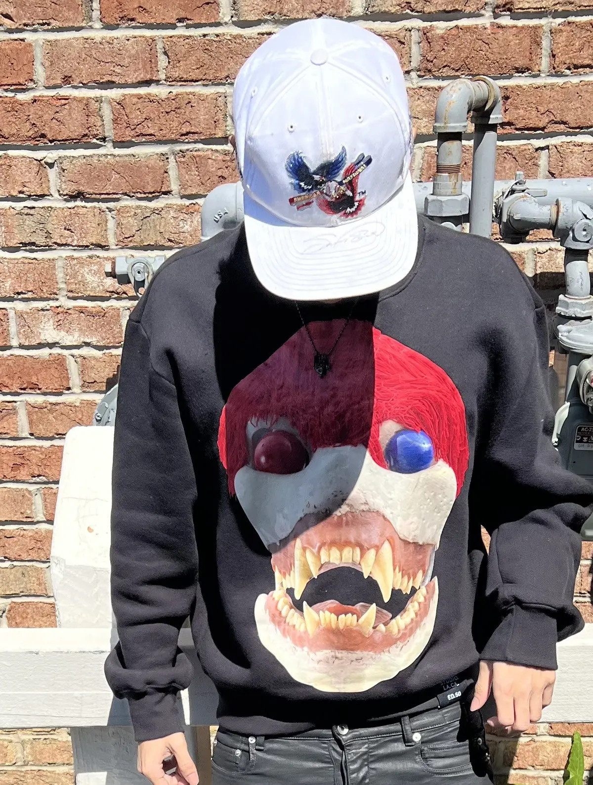 Self-Designed Sr Studios La Ca Sterling Ruby Skull Red Yellow Pink Crewneck Sweatshirt Foto QC de TAOBAO na Qualit.ly