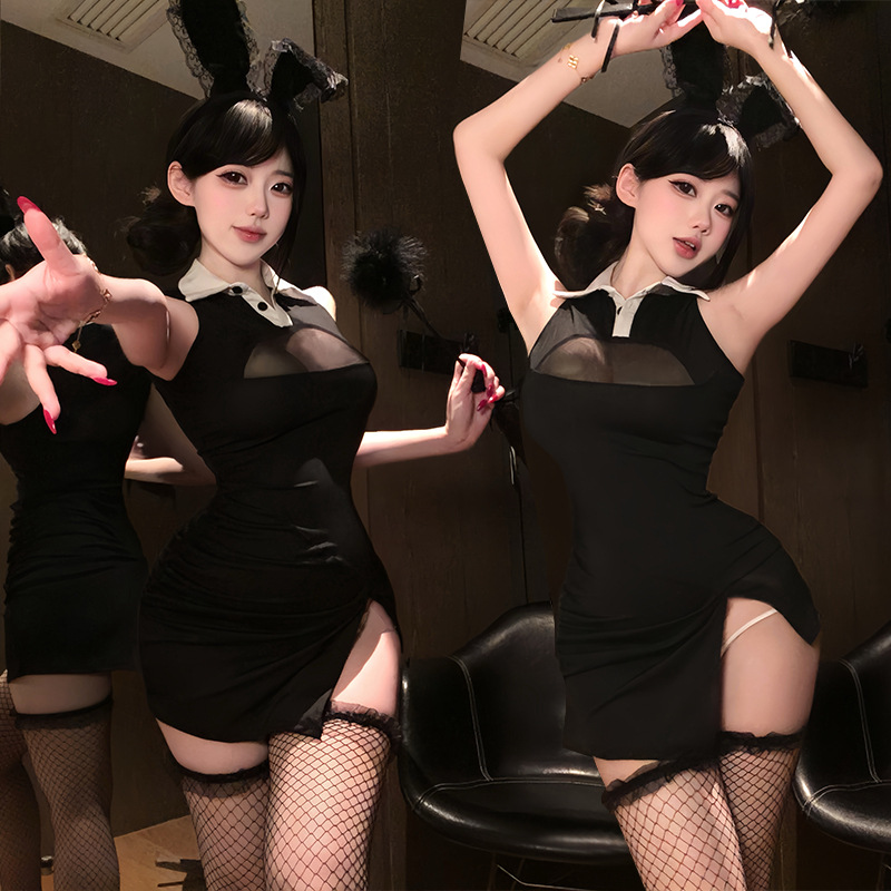 Sexy Lingerie Bunny Girl Soft Cosplay Secretary Qqny See-Through Revealing Uniform Temptation Outfit No Need to Take Off