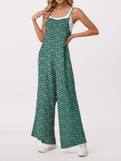 Amazon Cross Border Women's Bohemian Wide Leg Work Clothes Floral Print Pouch Beach Wear Women