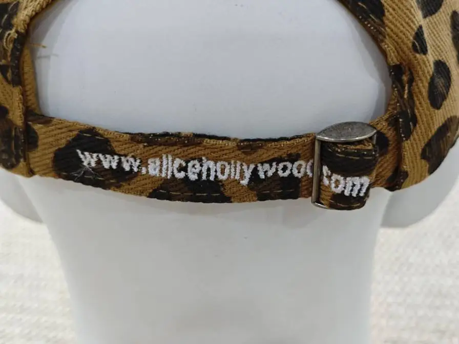 Opium Alice Hollywood Cross Leopard Print Embroidered Distressed Lighter Clip Studded Baseball Cap