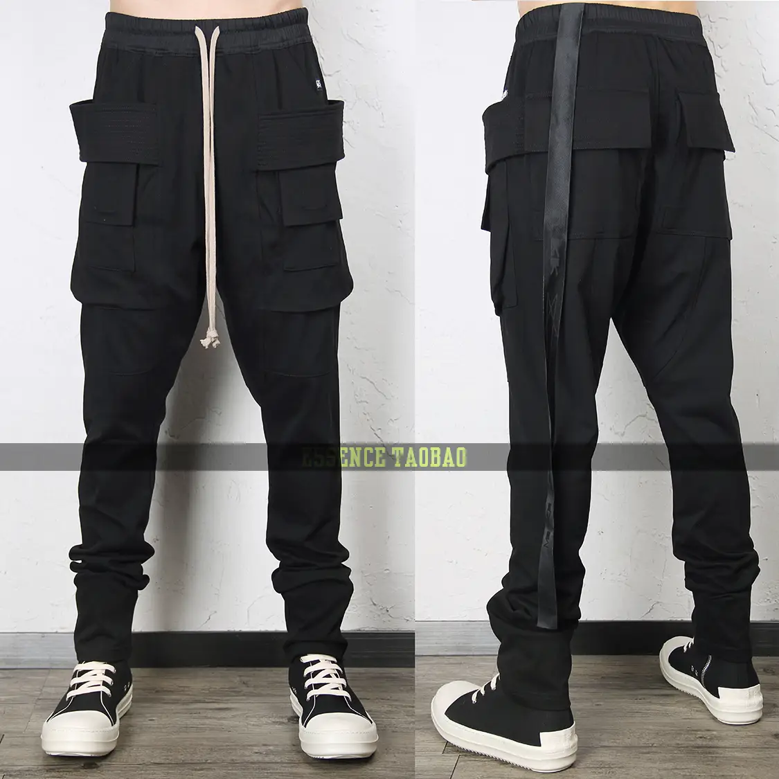 Essential Ro21 Long Drawstring Cotton Fabric Double-Ring Cargo Harem Work Pants Men's Trendy High Street Hip-Hop European and American Style