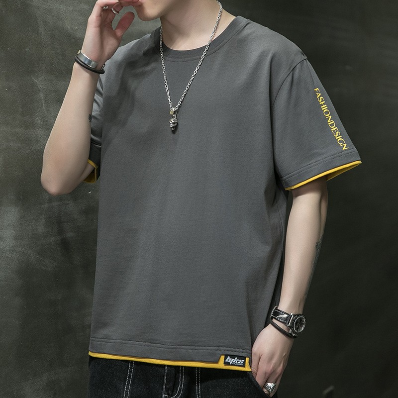 Summer Short-sleeved T-shirt Men's Breathable Loose Fashionable Casual Large Size Half-sleeved Plus Size Fat Plus Size Fat Men's Fat Men's T-shirt