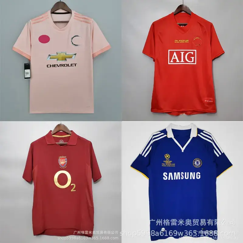 Factory Direct Sales of Premier League Big-Name Retro Jerseys Collection 05 Arsenal 1112 Chelsea 0607 Red Devils Football Uniforms