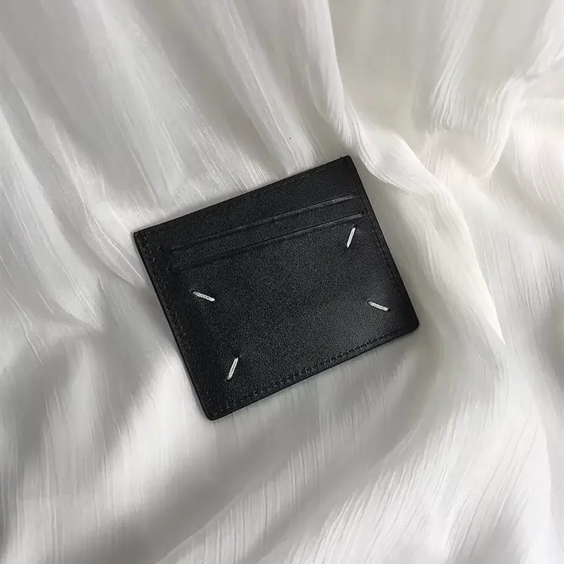 Mmm Style New Card Holder Credit Card Logo Embossed Four-Corner Wallet High-End First-Layer Plain Cowhide Card Holder