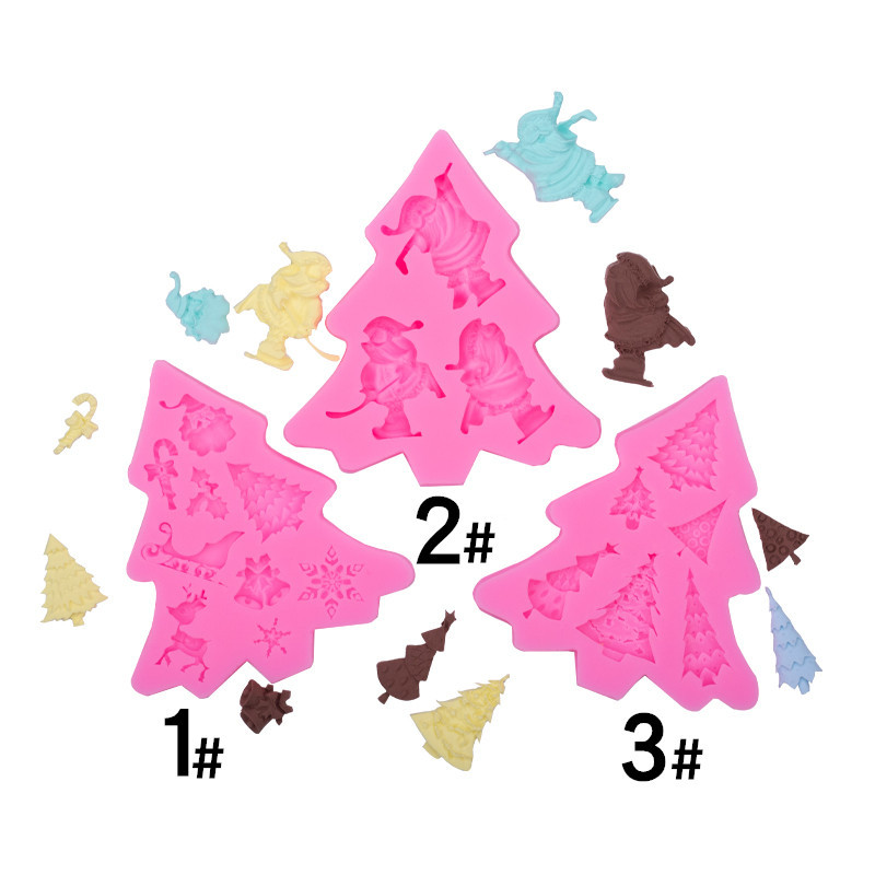 Christmas Series Christmas Tree Snowflake Elk Santa Claus and Other Shape Cake Decoration Silicone Mold Ultra Light Clay