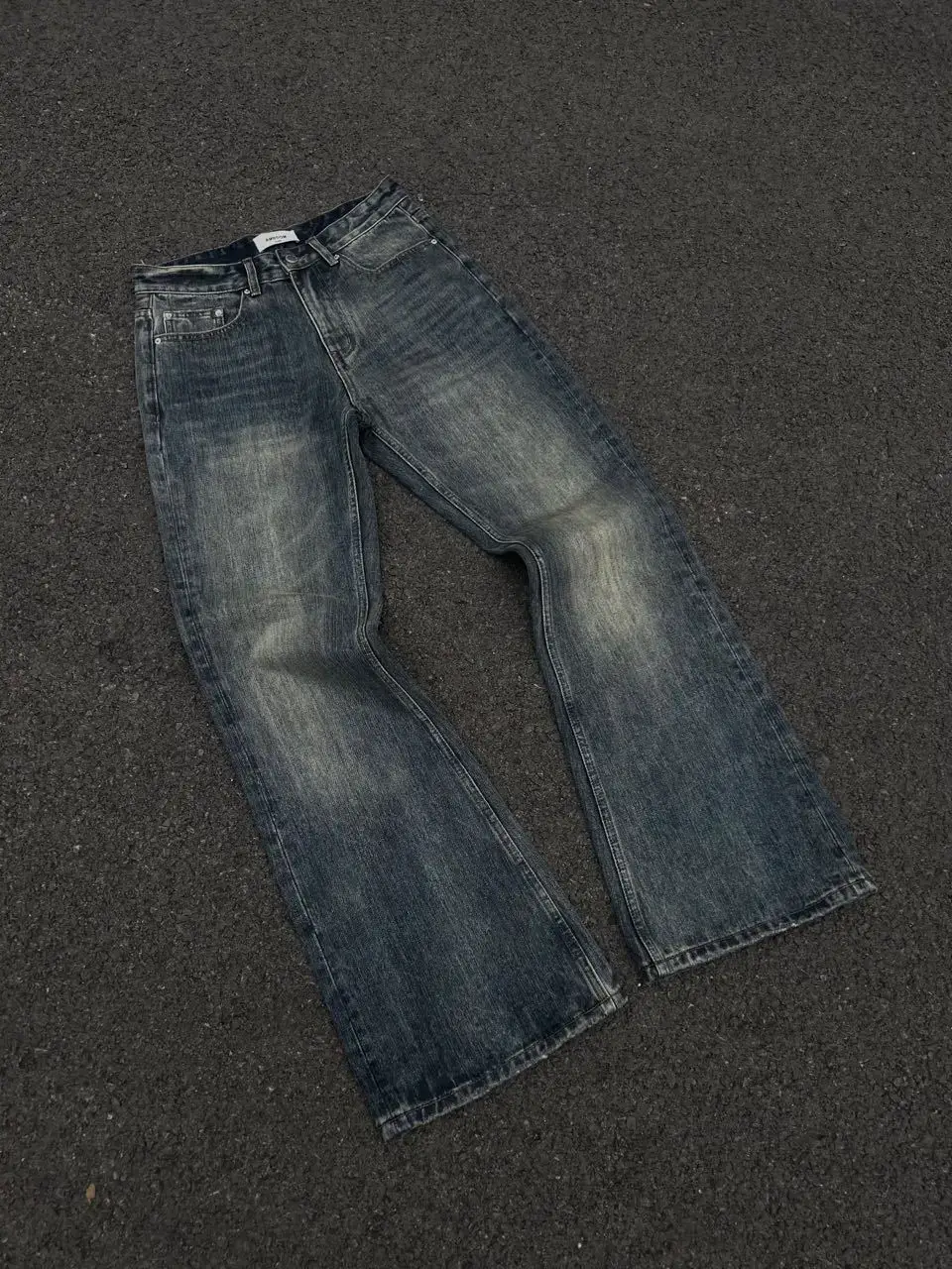 2025 Japan Okayama Bamboo Festival Sunset Smudged Washed Distressed Leg-Shaping Bootcut Slightly Flared Loose Jeans