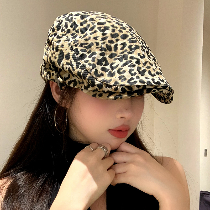 Progressive Hat Niche Design Sense American Retro Hot Girl Leopard Print Duckbill Hat Women's Summer Thin Fashionable Bailey Hat