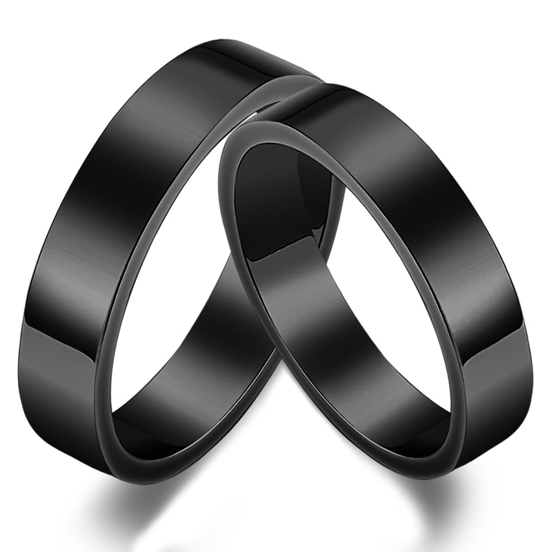 Japanese and Korean Hot-Selling Fashion Simple Titanium Steel Glossy Ring Stainless Steel Flat Ring Tail Ring Factory Direct Sale Diamond