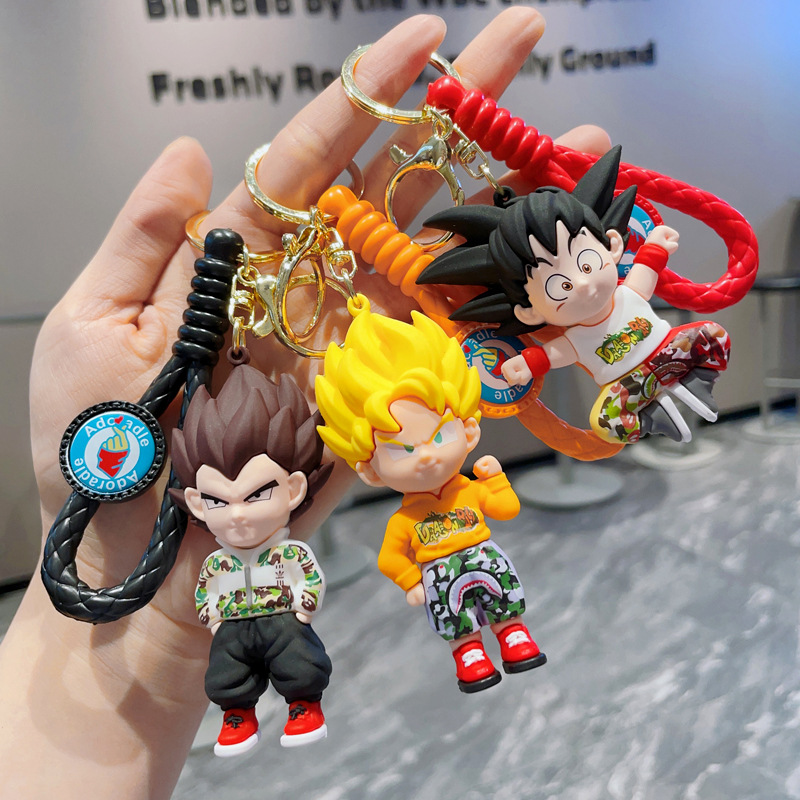 Cartoon Animation Doll Dragon Ball Keychain Monkey King Car Keychain Bag Pendant Claw Machine Small Gift Wholesale