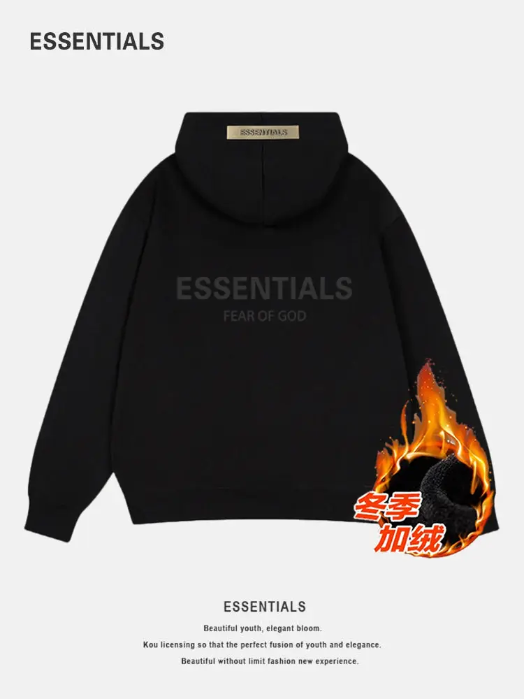 ESSENTIALS official fleece hooded sweatshirt for men and women, new autumn and winter collection, American sports hoodie jacket