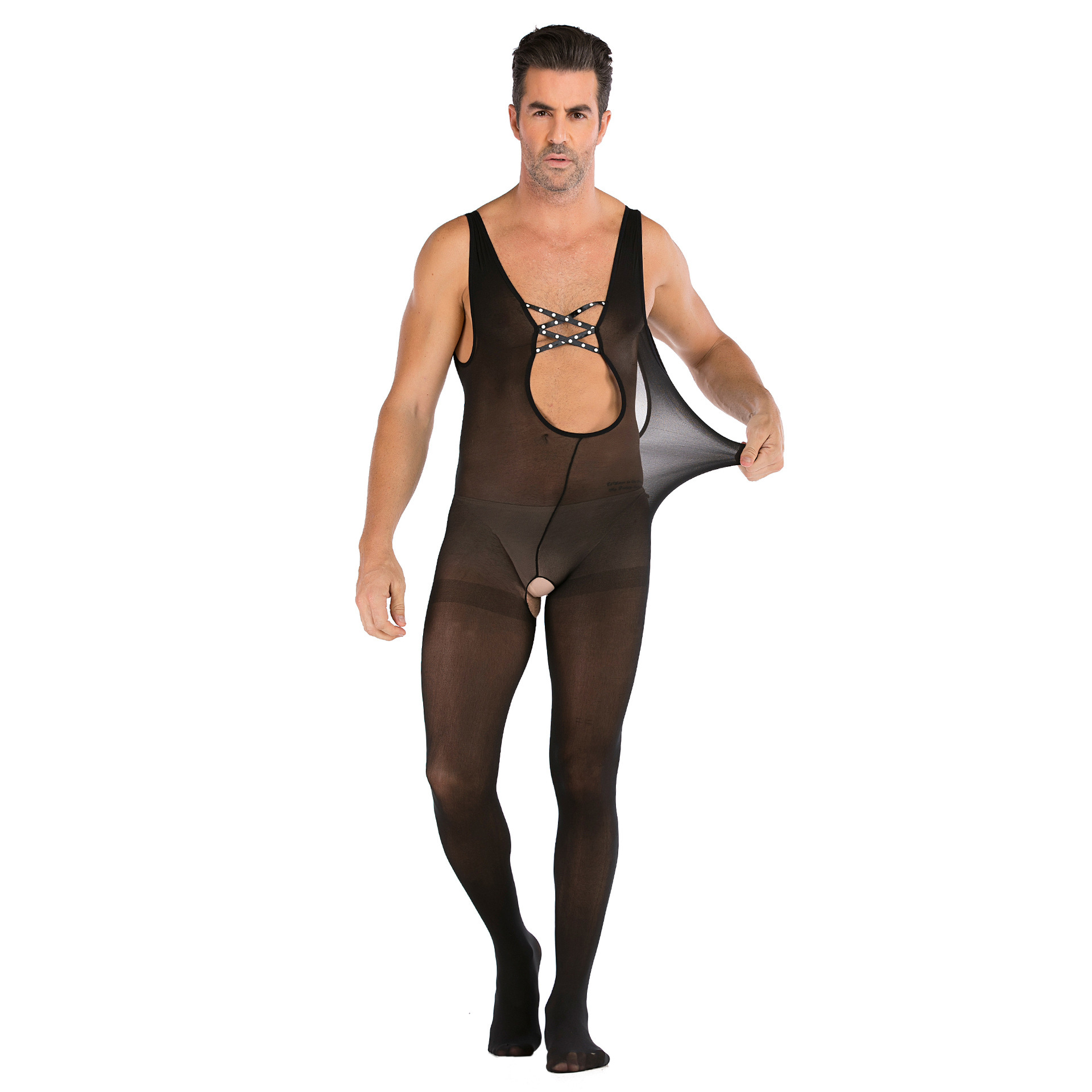 Cross-border Sexy Underwear Men's One-piece Mesh Suit Perspective Suit Nightclub Stage ds Performance Costume Bar Sexy Pajamas