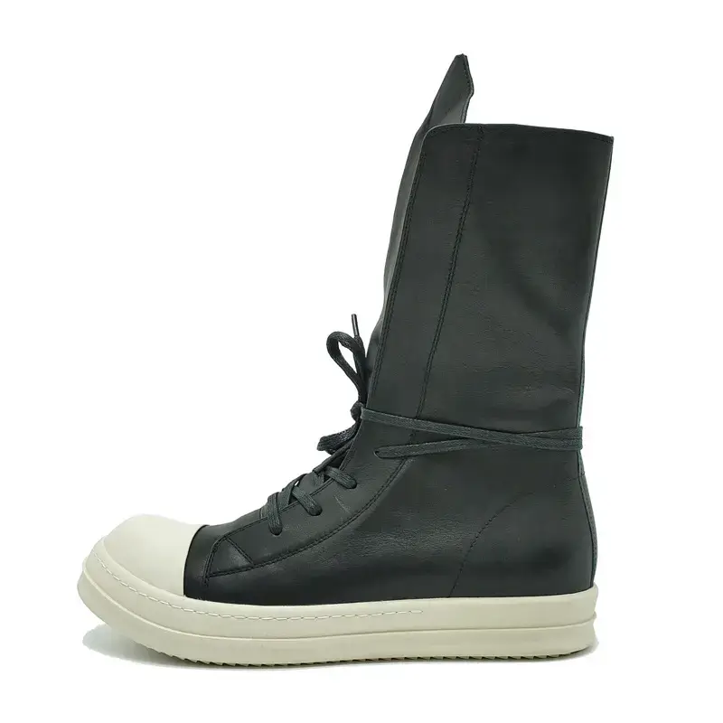 Guangzhou Genuine Leather High-Top Men's Shoes Casual Shoes Summer Foreign Trade Men's Boots Foreign Trade Large Size European and American Thick-Soled Men's Shoes